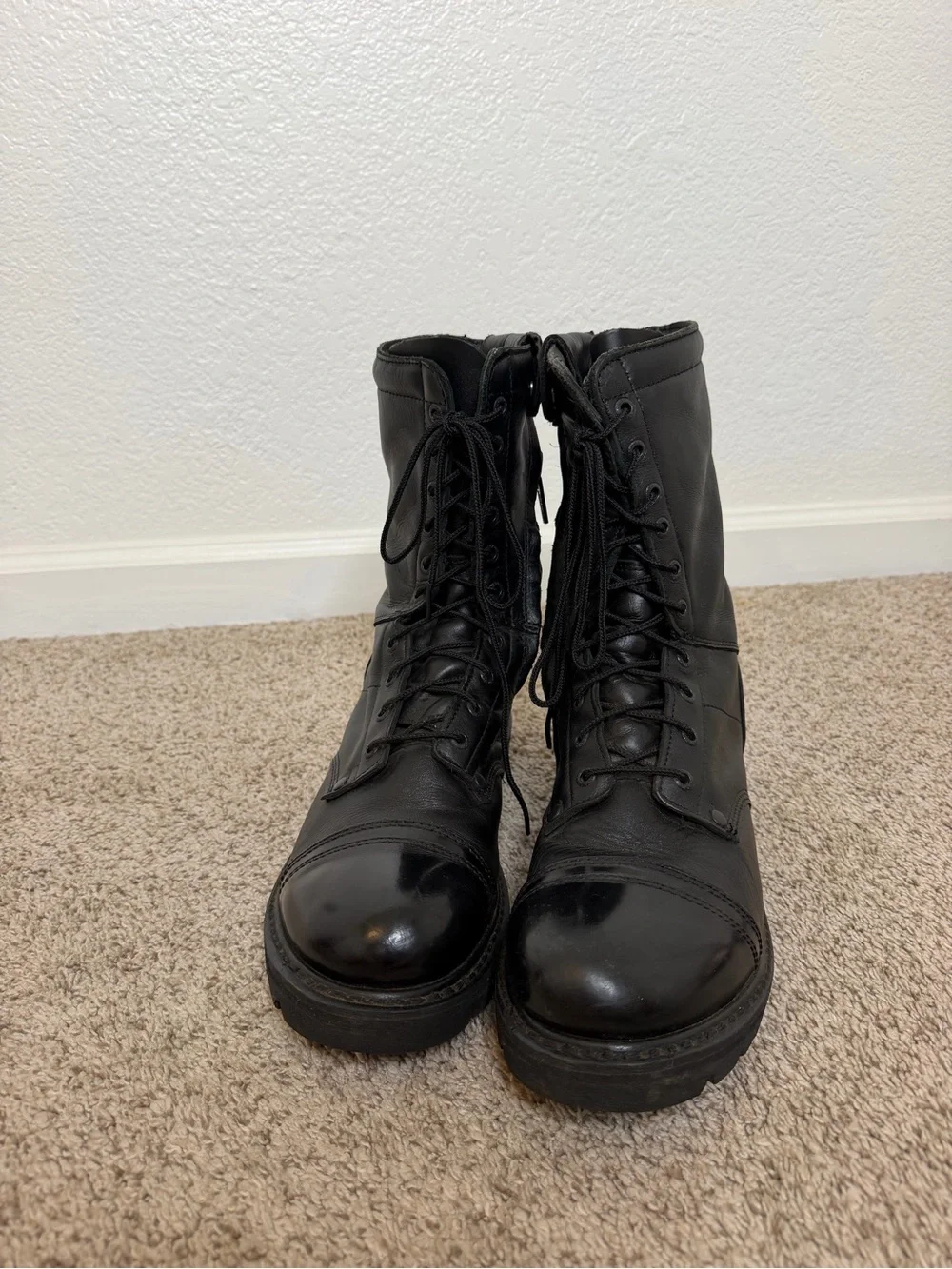 Rocky Men's Black Lace-Up Leather Combat Boots